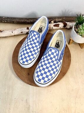 Vans Classic Slip-On Checkerboard Blue & White Mens 10